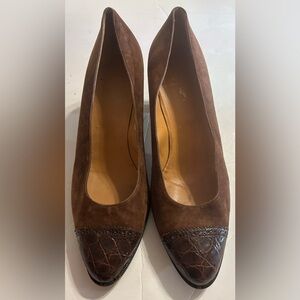 Vintage Ralph Lauren Brown Suede Heels sz 9.5